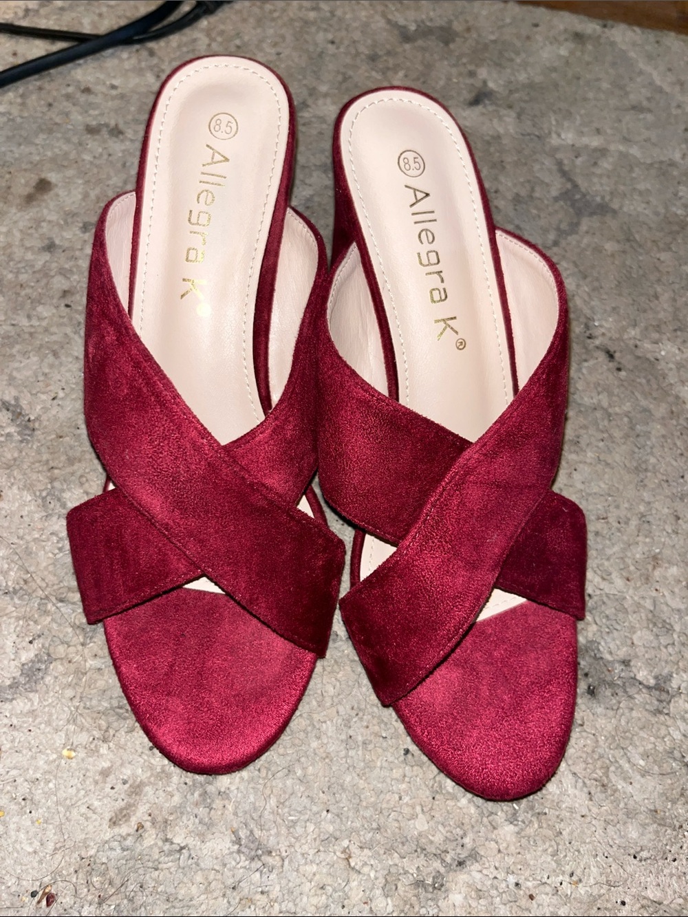Allegra K Burgundy Crisscross Slide Sandals